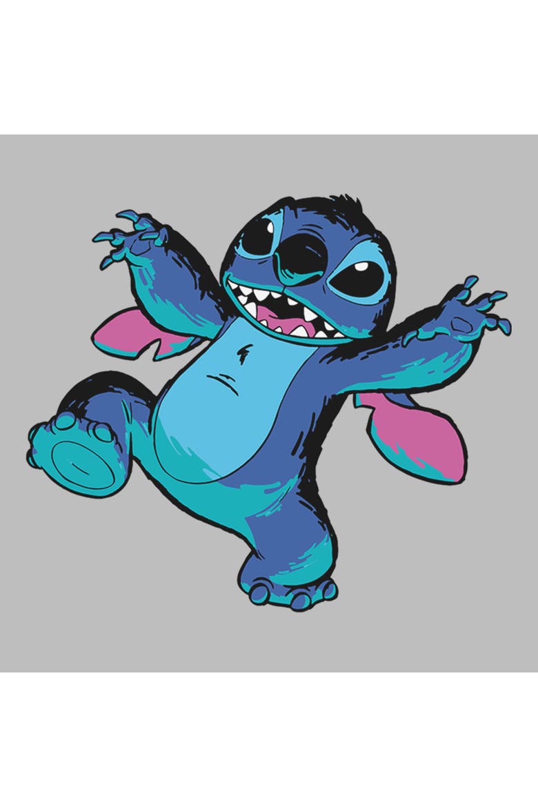 Girls' Mischievous Pose Graphic Short Sleeve T-shirt, Alternate, color, Gray: Stitch