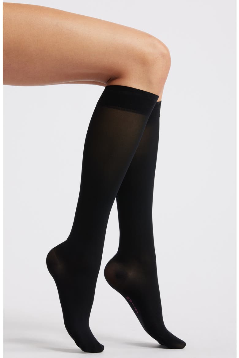 Translucent Knee High Socks, Main, color, BLACK