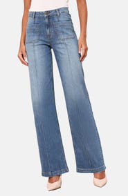 Friends Like These Pintuck Patch Pocket Wide Leg Jeans