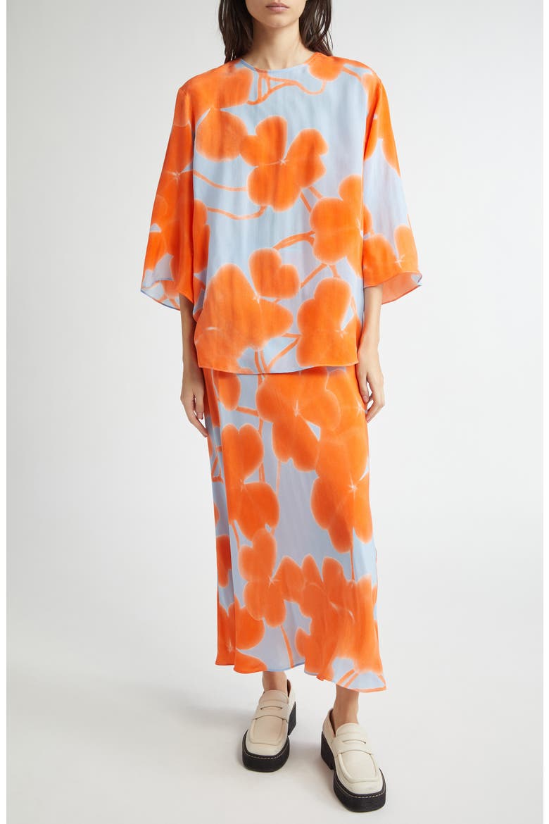 Oaja Ketunleipä Cupro Popover Top, Alternate, color, LIGHT BLUE ORANGE LIGHT PINK