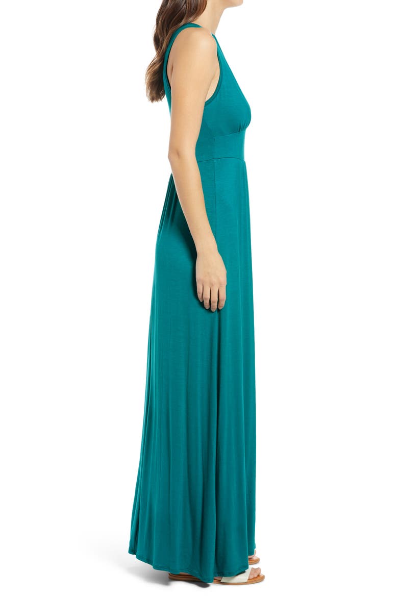 V-Neck Jersey Maxi Dress, Alternate, color, JADE