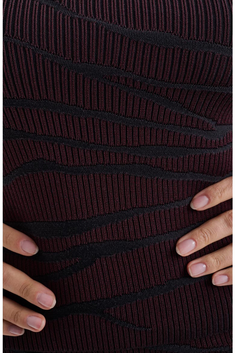 Animal Intarsia Short Sleeve Sweater, Alternate, color, BLACK/ CABERNET