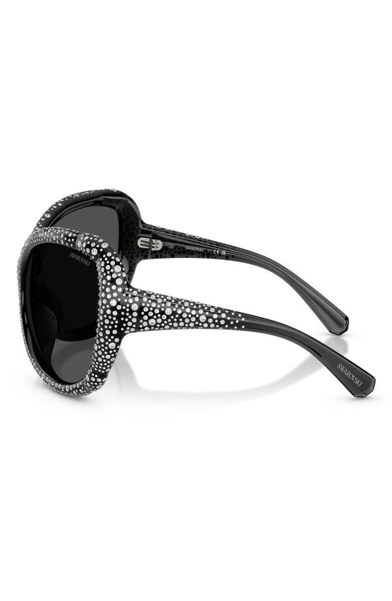 Swarovski 72mm Butterfly Sunglasses, Alternate, color, Dark Grey / Dark Grey