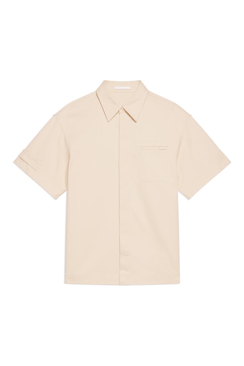 Oversize Short Sleeve Button-Up Shirt, Alternate, color, OATMEAL