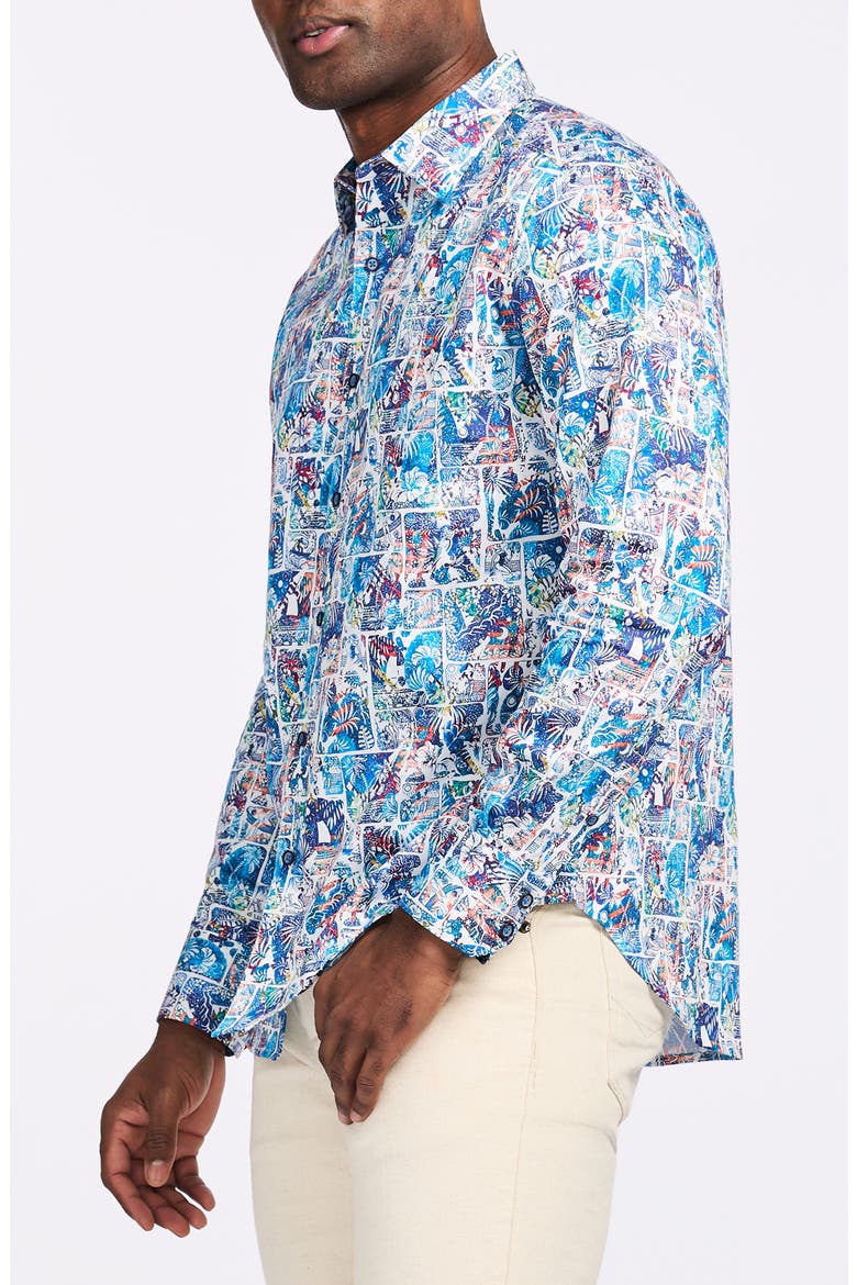 Elbert Cotton Button-Up Shirt, Alternate, color, MULTI