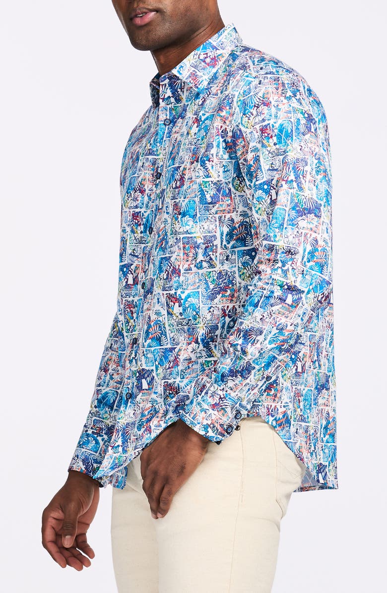 Robert Graham Elbert Cotton Button-Up Shirt, Alternate, color, Multi