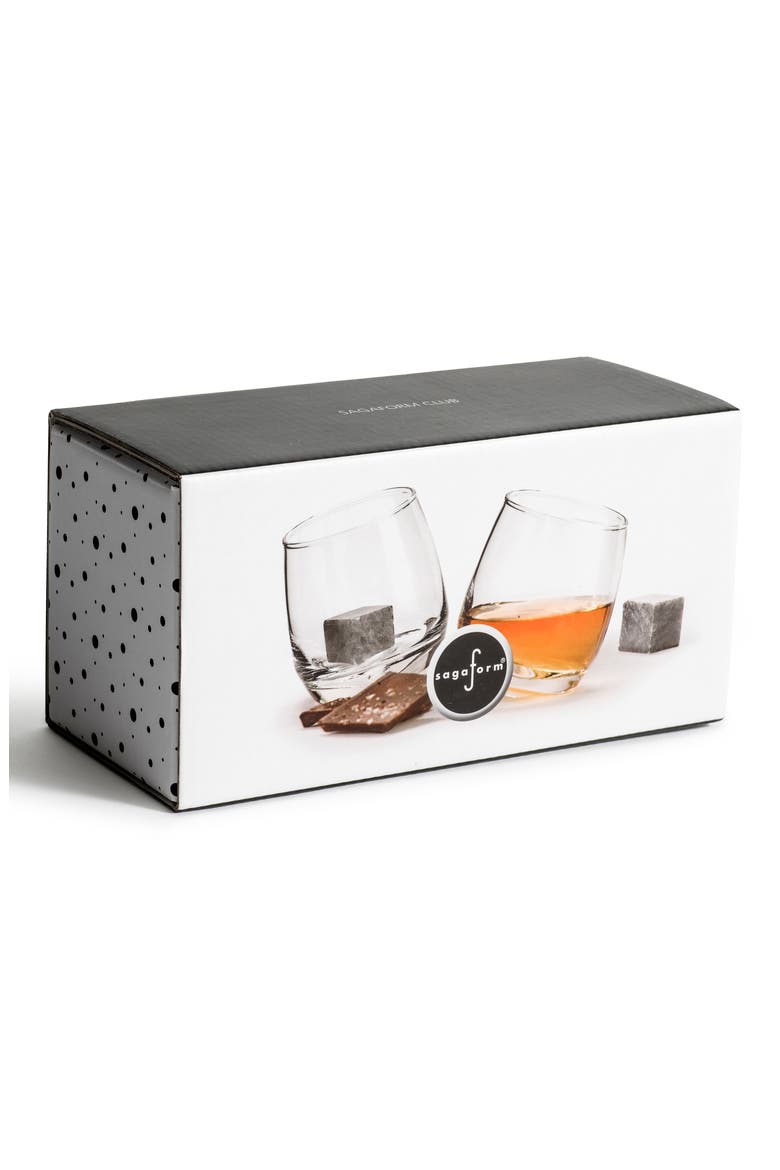 Set of 2 Rocking Whiskey Tumblers & Drink Stones, Alternate, color, CLEAR