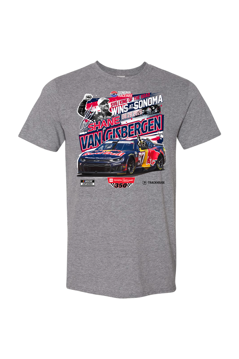Men's Classic Ink Heather Gray Shane van Gisbergen Toyota/Save Mart 350 Race Winner T-Shirt, Alternate, color, Heather Gray