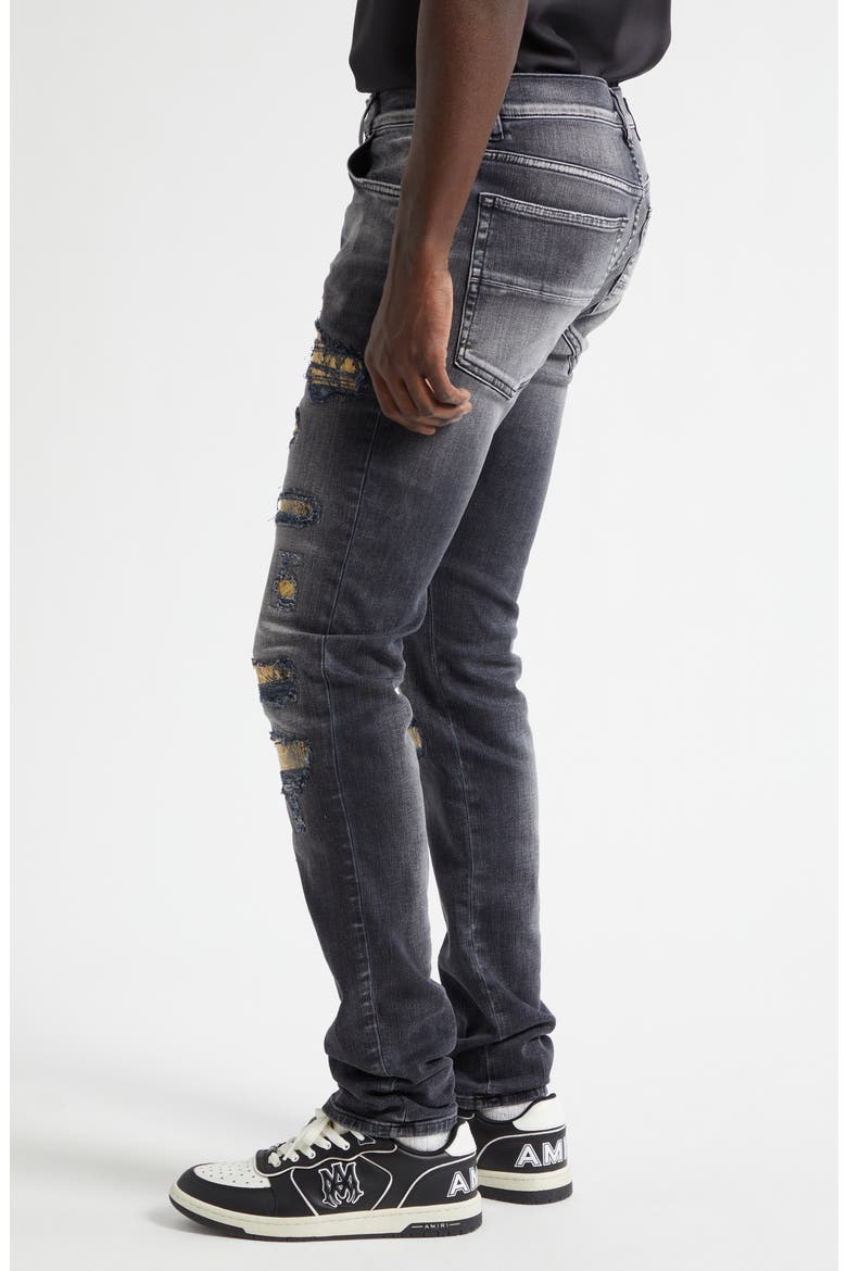 Snake Thrasher Ripped & Repaired Stretch Denim Skinny Jeans, Alternate, color, STORM BLACK