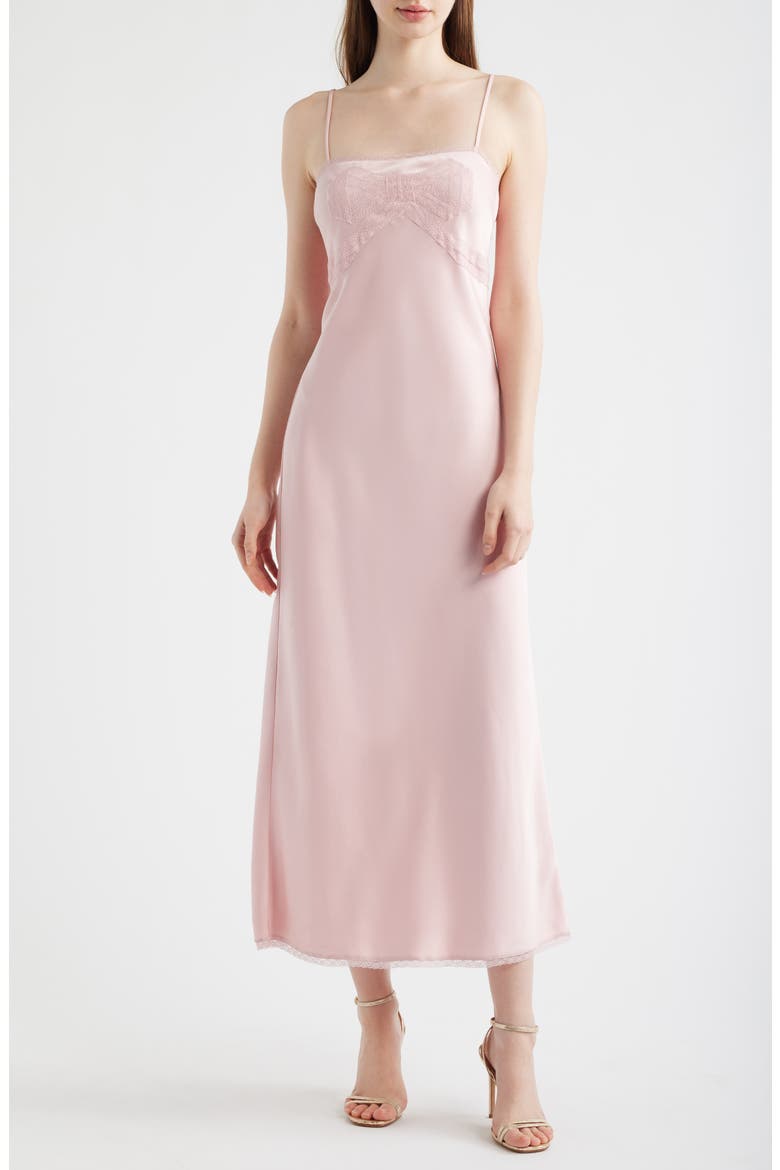 Isolie Lace Satin Maxi Dress, Main, color, POTPOURRI PINK
