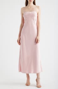 LoveShackFancy Isolie Lace Satin Maxi Dress