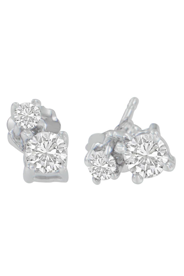 14K White Gold 1/2 Cttw Round Diamond Earrings, Alternate, color, White
