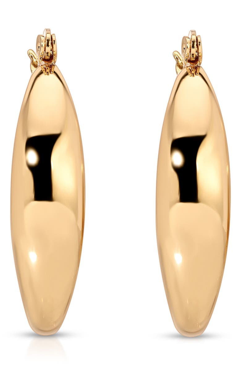 Ettika Smooth Crescent Hoop Earrings, Alternate, color, Gold