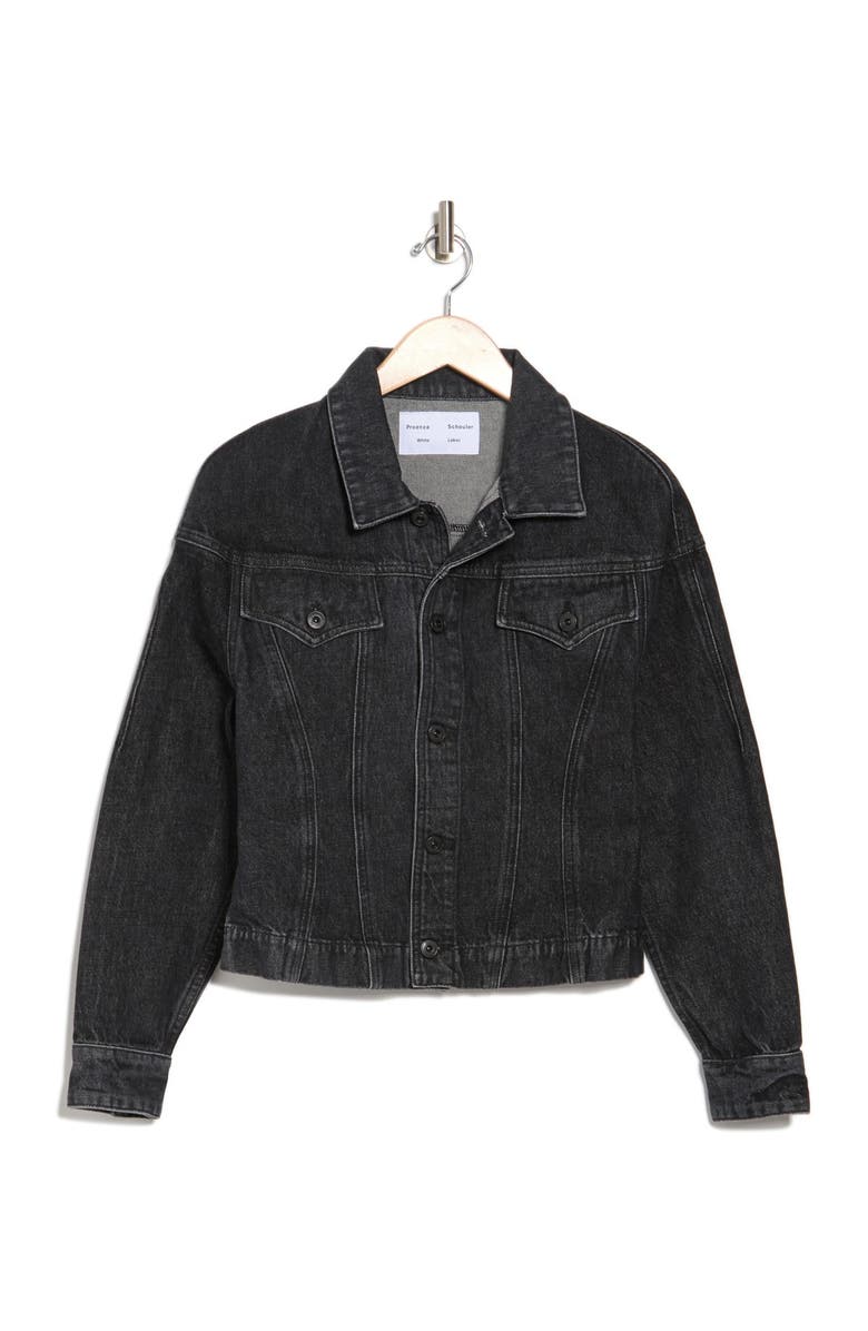 Proenza Schouler Washed Nipped Waist Denim Trucker Jacket, Alternate, color, 