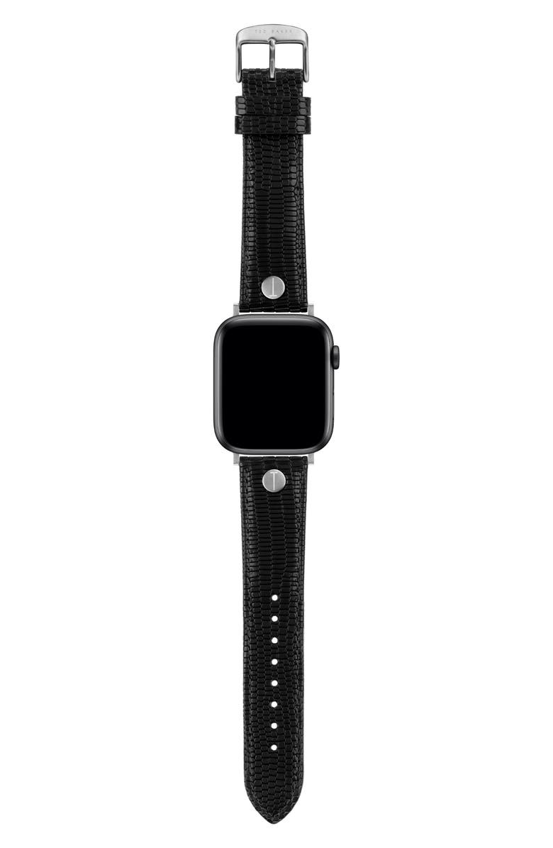 Ted Baker London Lizard Embossed Leather 22mm Apple Watch<sup>®</sup> Watchband, Alternate, color, 