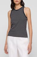 Lafayette 148 New York Stripe Rib Stretch Cotton Racerback Tank