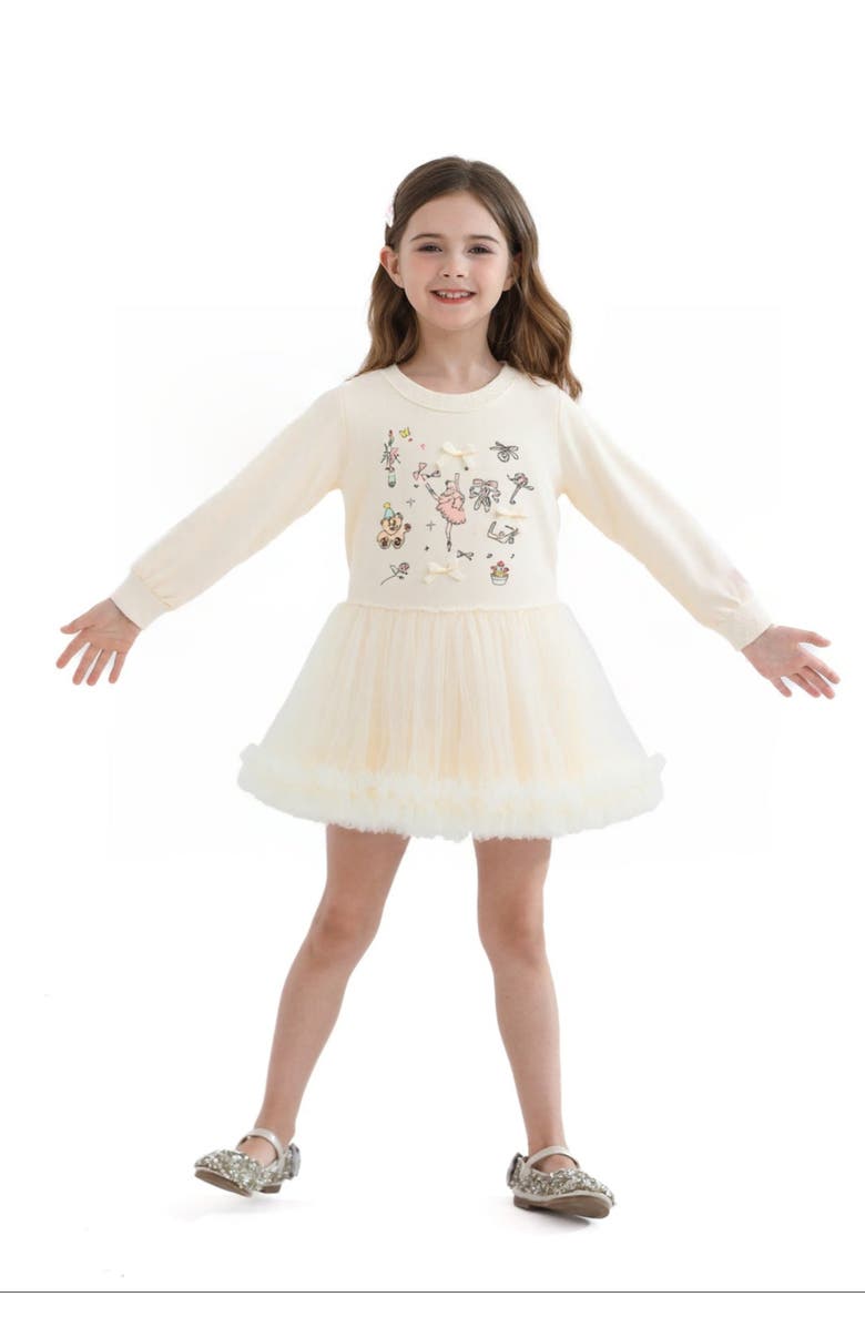 Mimi Tutu Ballet Ruffle Bow Dress, Alternate, color, Beige