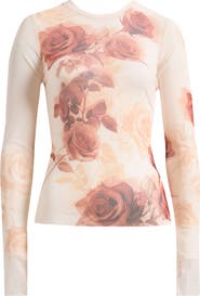 AFRM Kaylee Print Long Sleeve Mesh Top