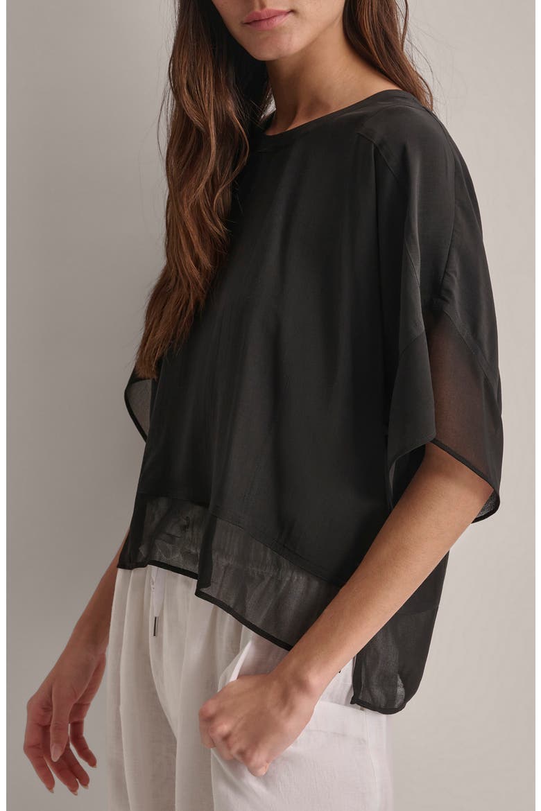 Mixed Media Dolman Sleeve Top, Alternate, color, BLACK