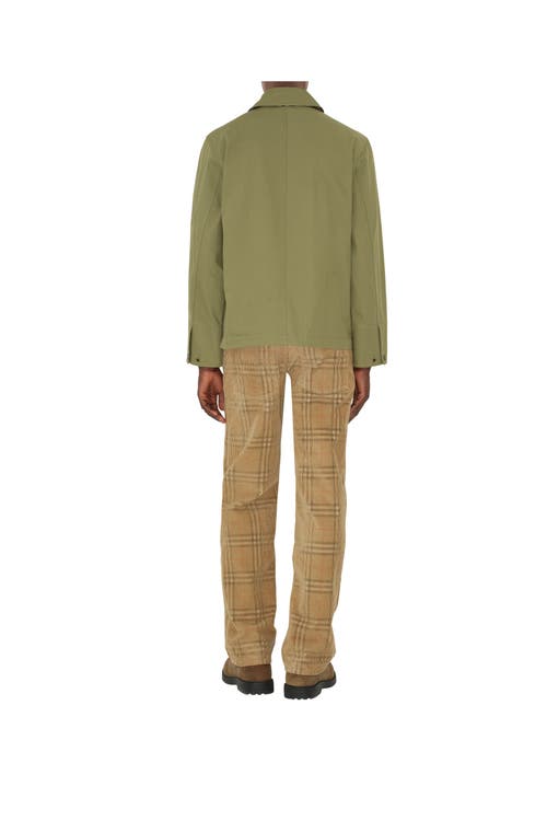 Burberry Cotton Jacket With Collar And Embroidered Detail In Green
