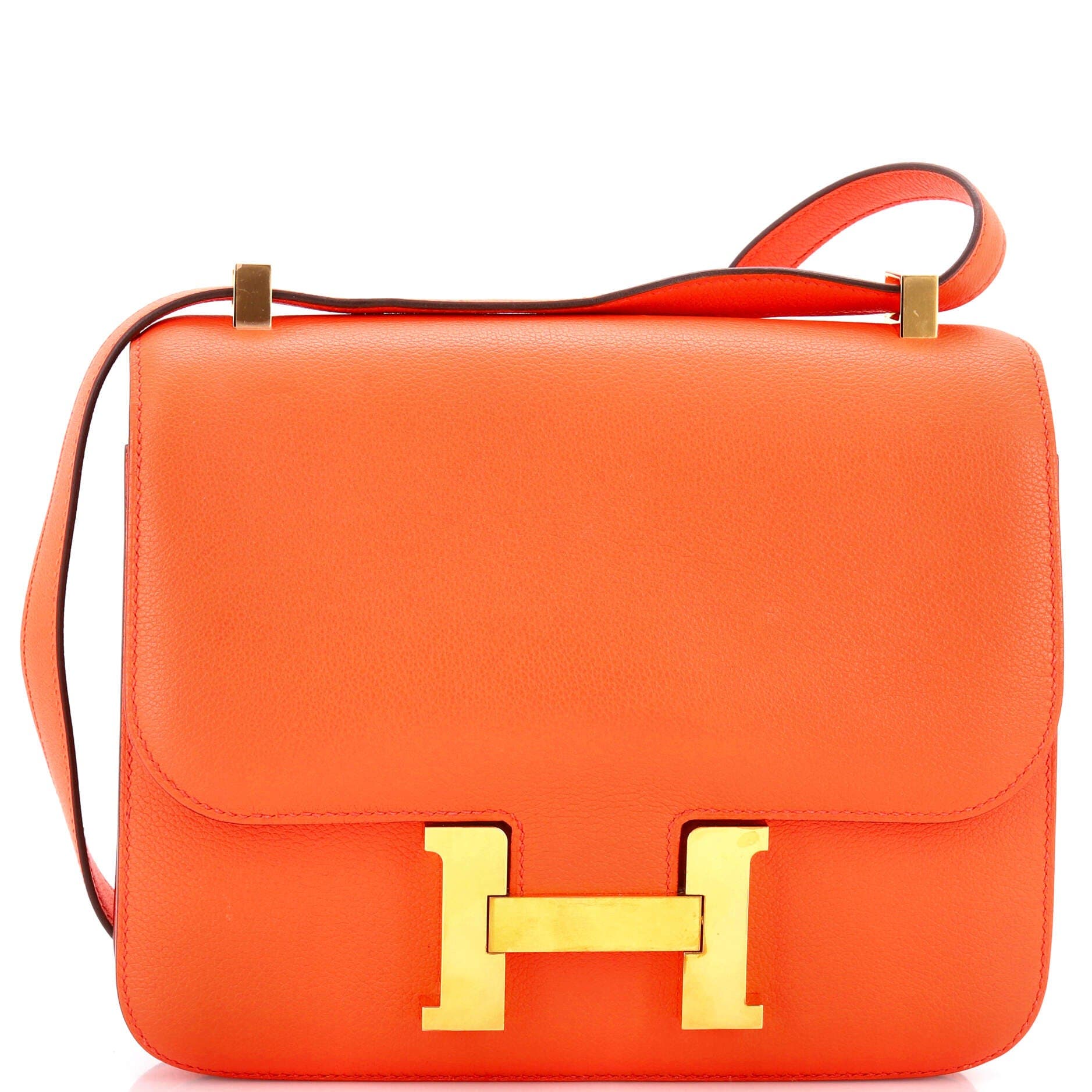 Pre-Owned Hermes Constance Bag Evercolor 24, Main, color, Orange Poppy