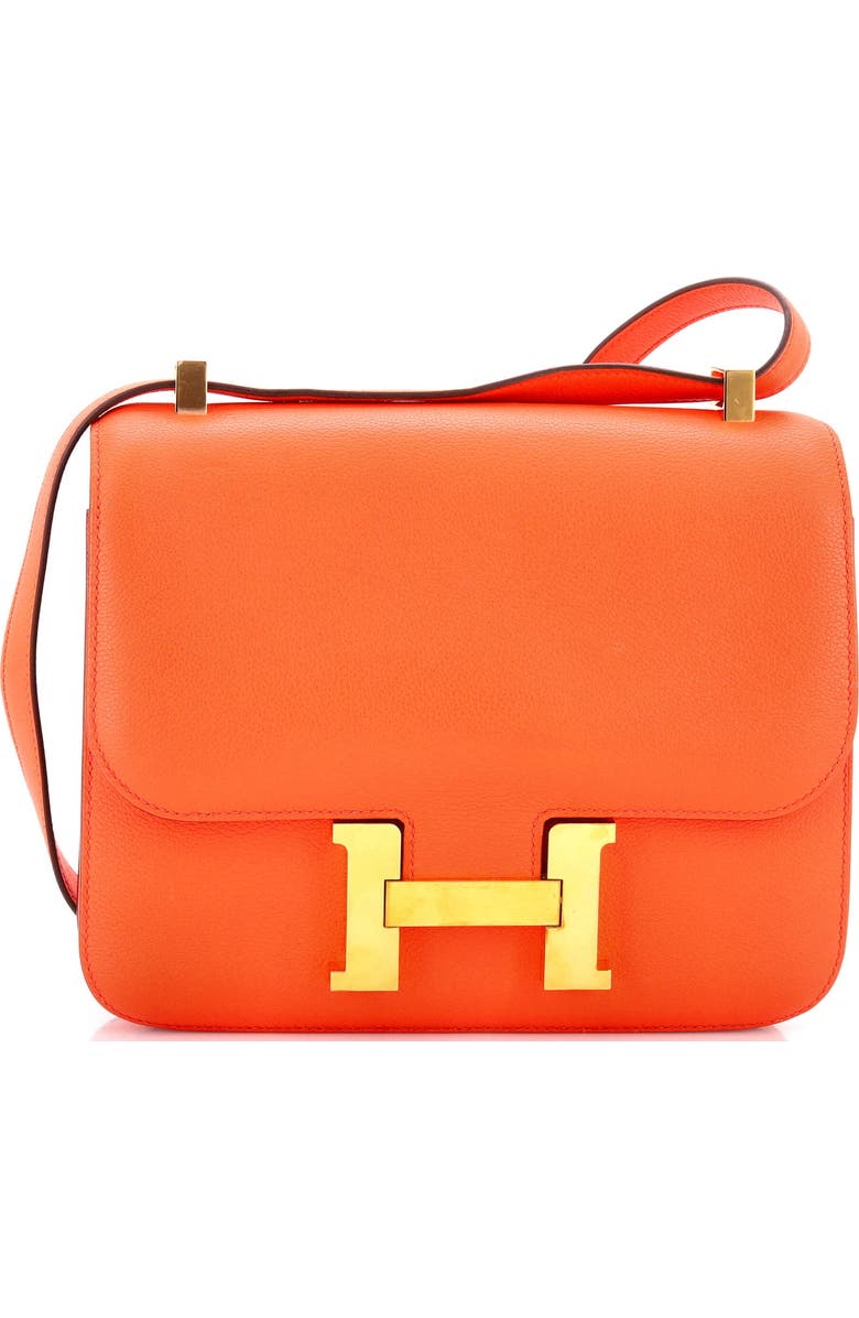 Pre-Owned Hermes Constance Bag Evercolor 24, Main, color, Orange Poppy