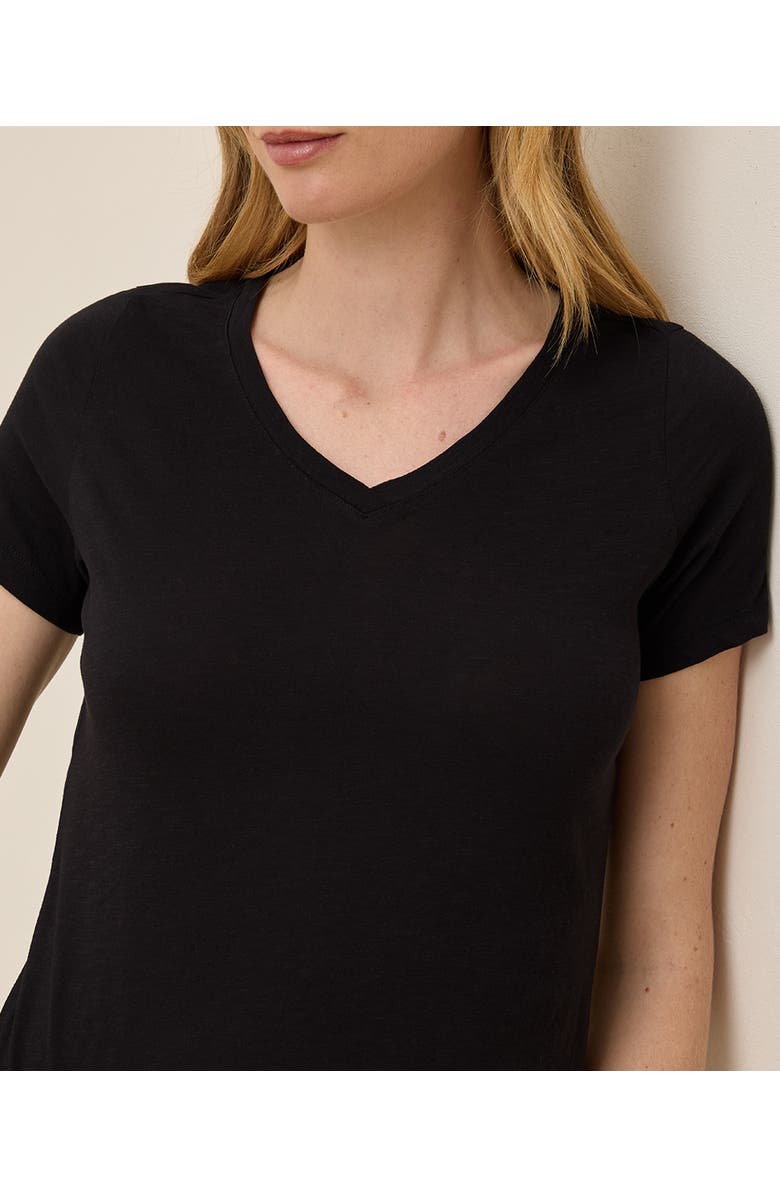 Pact Organic Cotton Featherweight Slub V-Neck Tee, Alternate, color, Black