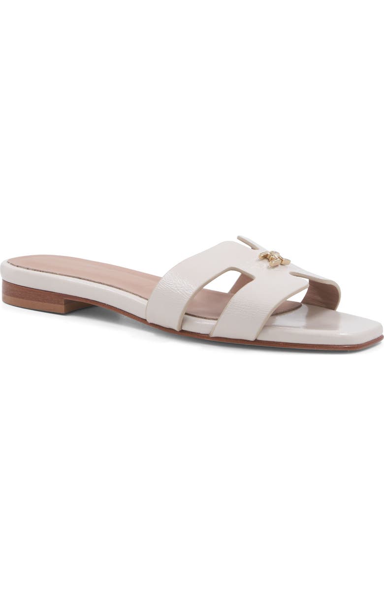 Bruno Magli Fina Slide Sandal, Main, color, Bone Crinkled Patent