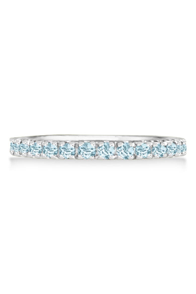 Aquamarine Stackable Ring Anniversary Band in 14k, Alternate, color, White Gold
