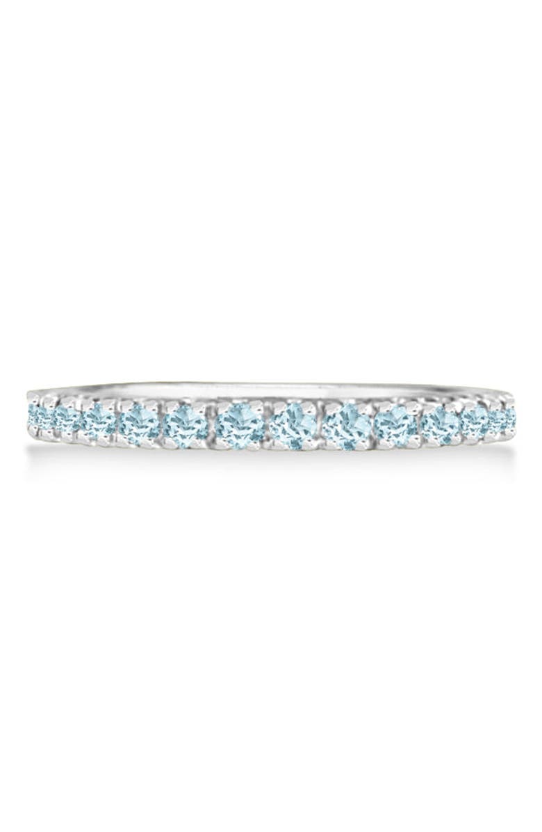ALLUREZ Aquamarine Stackable Ring Anniversary Band in 14k, Alternate, color, White Gold