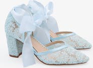 Kailee P Abby Lace Block Heel with Satin Ankle Tie