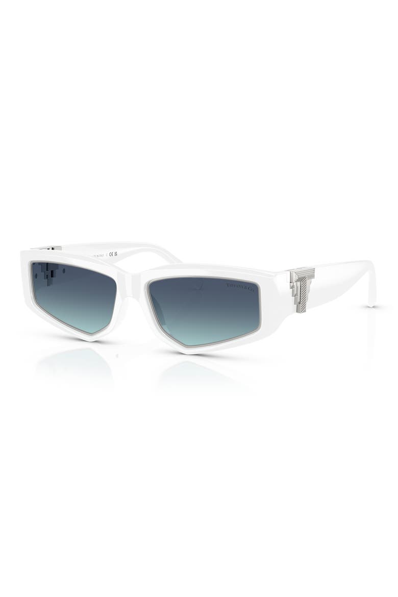 55mm Pillow Sunglasses, Alternate, color, BRIGHT WHITE / AZURE BLUE