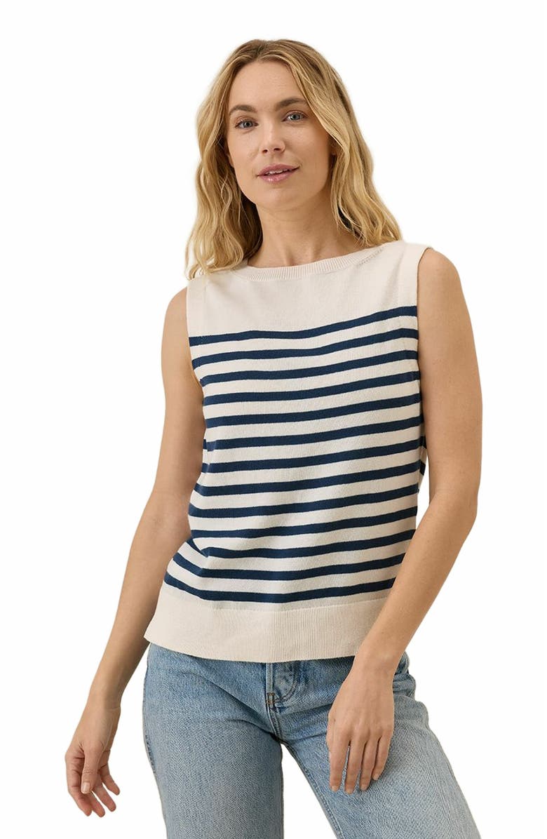 Pact Organic Cotton Classic Fine Knit Shell, Main, color, Navy Laguna Stripe
