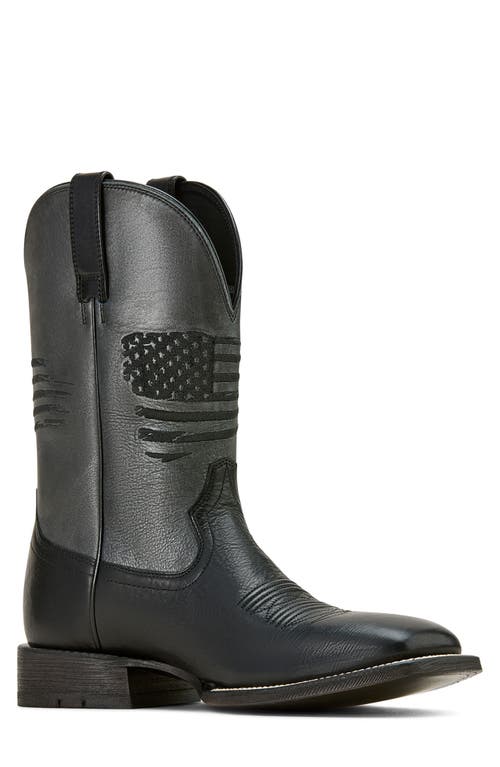 Ariat Circuit Patriot Cowboy Boot in Black Night/Gunmetal 