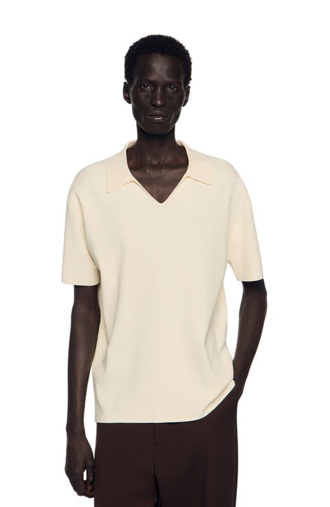 Stretch knit polo shirt