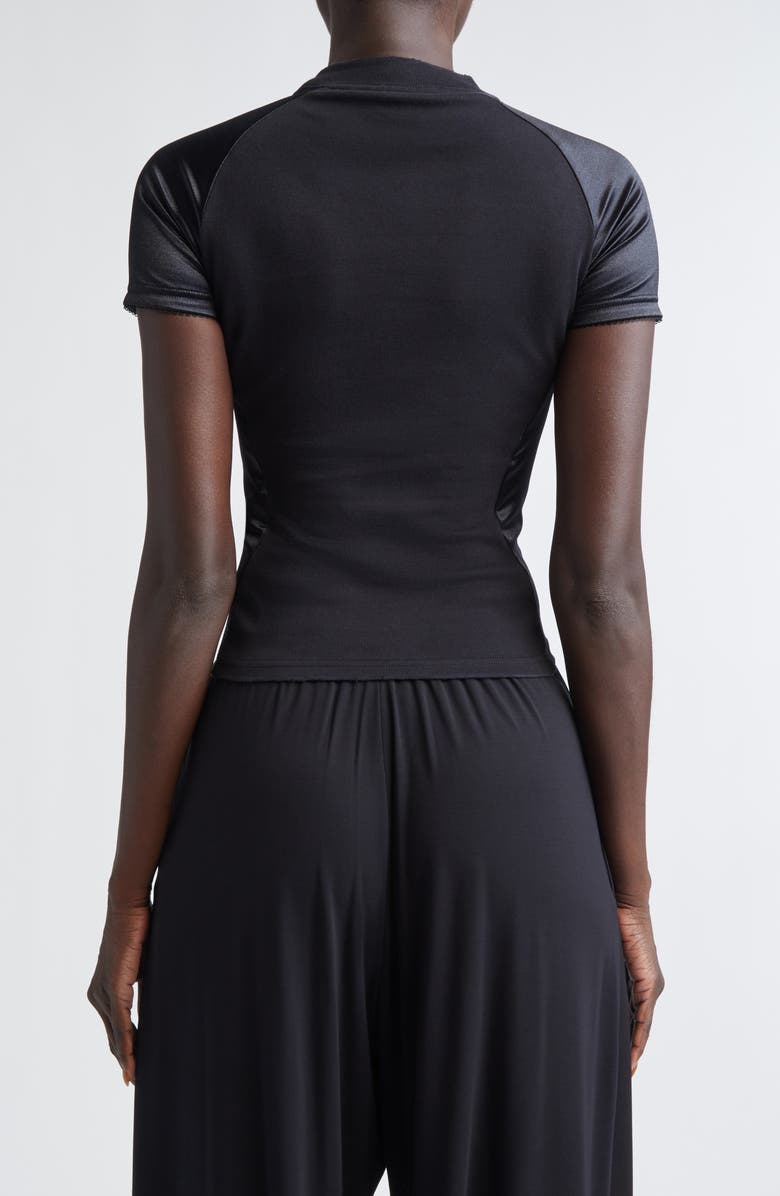 Balenciaga Nano BB Logo Mixed Media Fitted Graphic T-Shirt, Alternate, color, 1000 Black