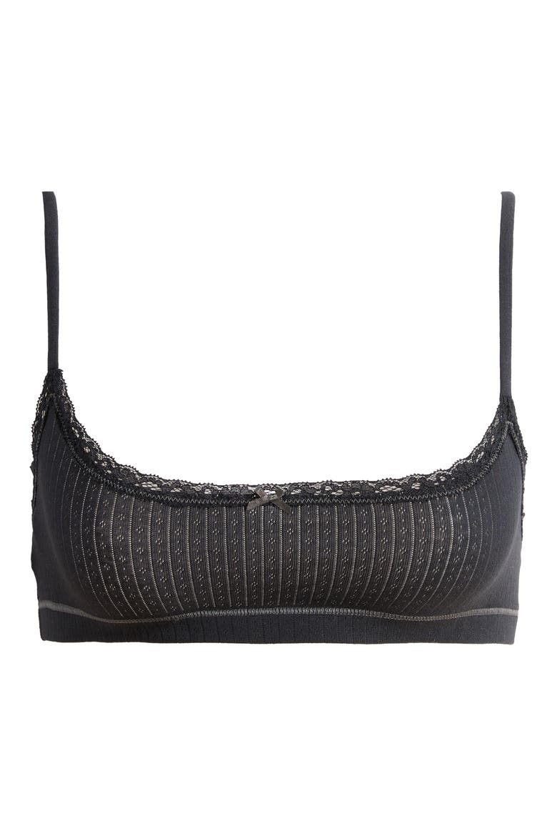 Lightweight Stretch Cotton Pointelle Bralette, Alternate, color, SOOT TONAL