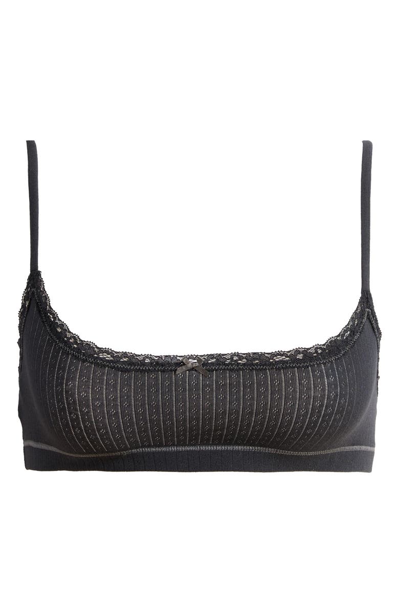 SKIMS Lightweight Stretch Cotton Pointelle Bralette, Alternate, color, Soot Tonal