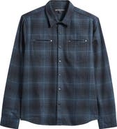 John Varvatos Dario Brushed Cotton Flannel Snap-Up Shirt