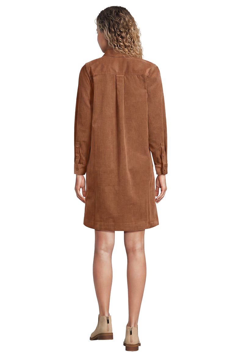 Wide Wale Corduroy Popover Shirt Dress, Alternate, color, Maple Toffee