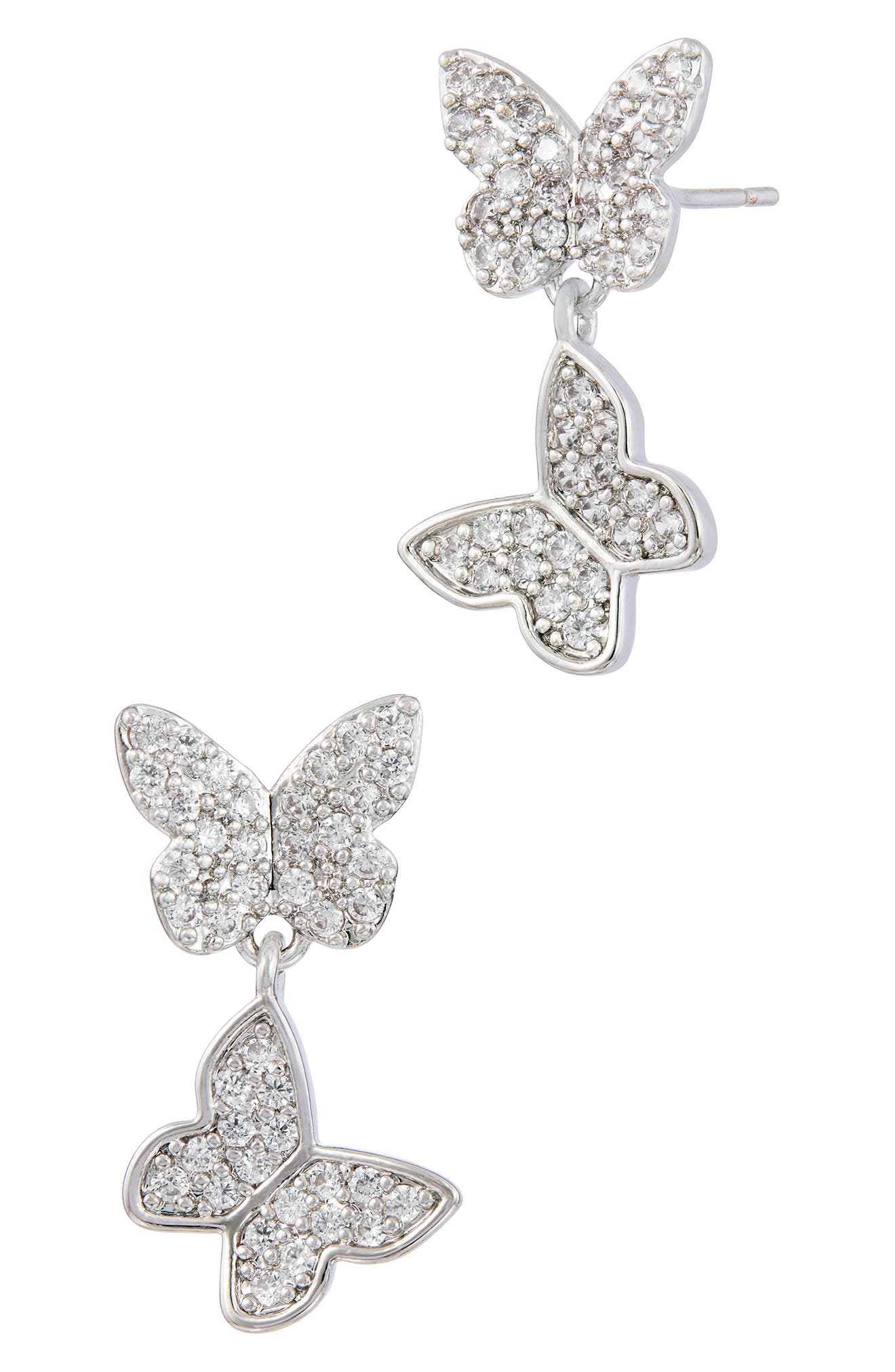 SAVVY CIE JEWELS Double Butterfly Drop Earrings