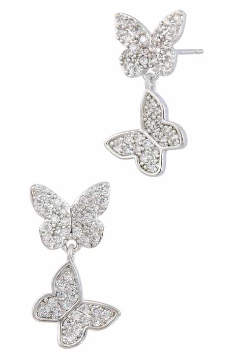 SAVVY CIE JEWELS Double Butterfly Drop Earrings