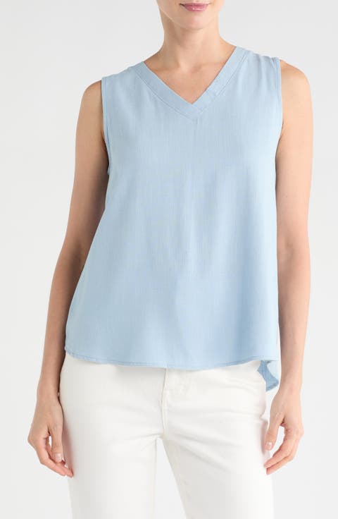 Linen V-Neck Sleeveless Tank Top