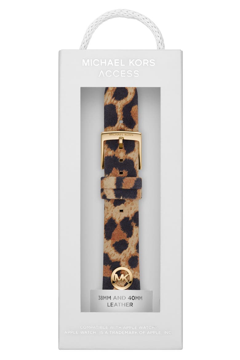 Animal Print Leather Apple Watch® Watchband, Alternate, color, MULTI