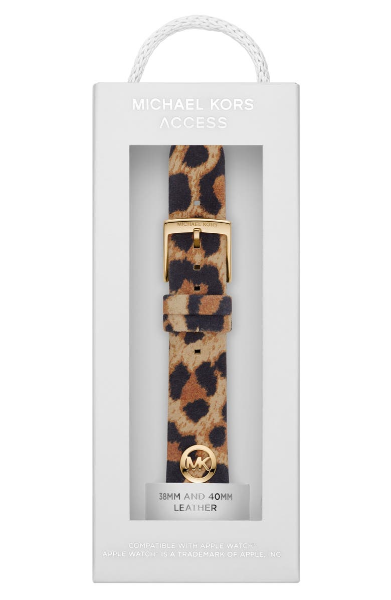 Michael Kors Animal Print Leather Apple Watch<sup>®</sup> Watchband, Alternate, color, 