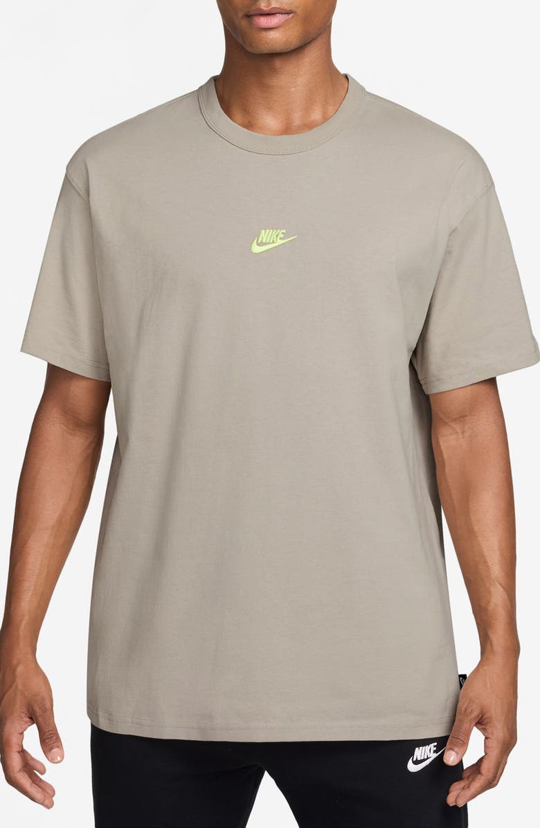 Nike Sportswear Embroidered Swoosh Cotton T-Shirt, Main, color, Cream
