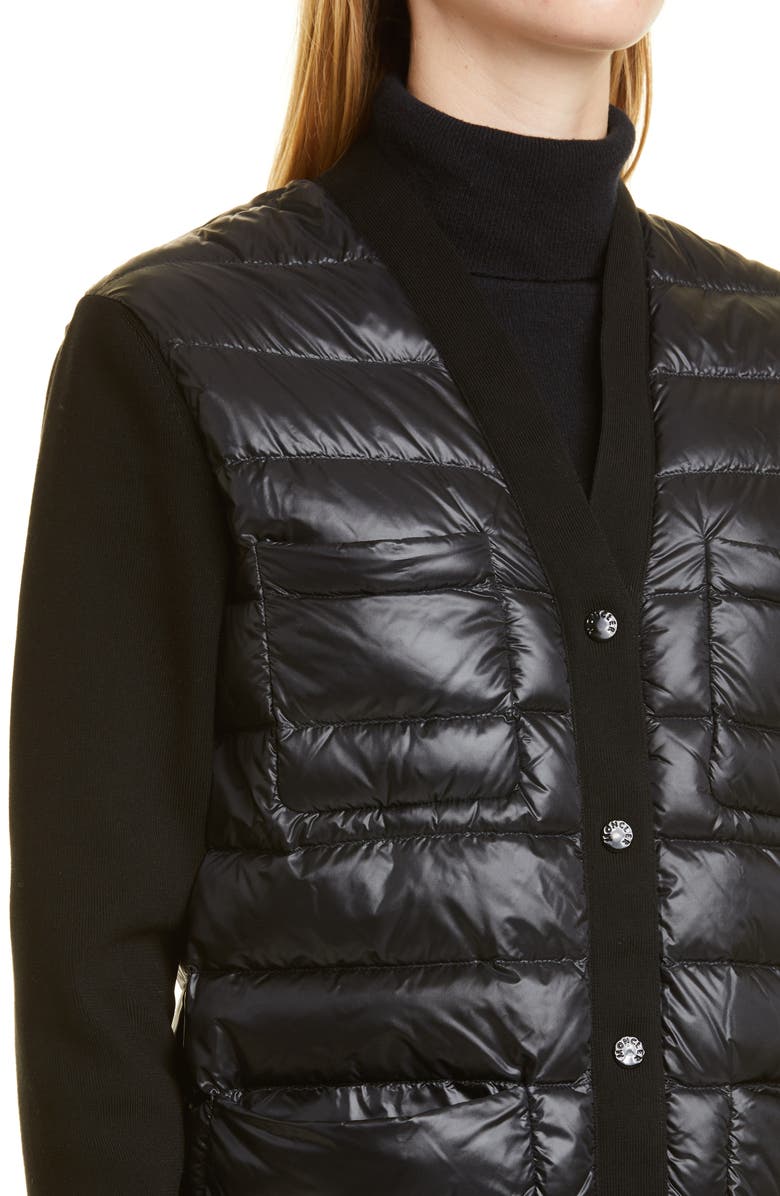 Moncler Women's Belted Knit & Down Cardigan, Alternate, color, 