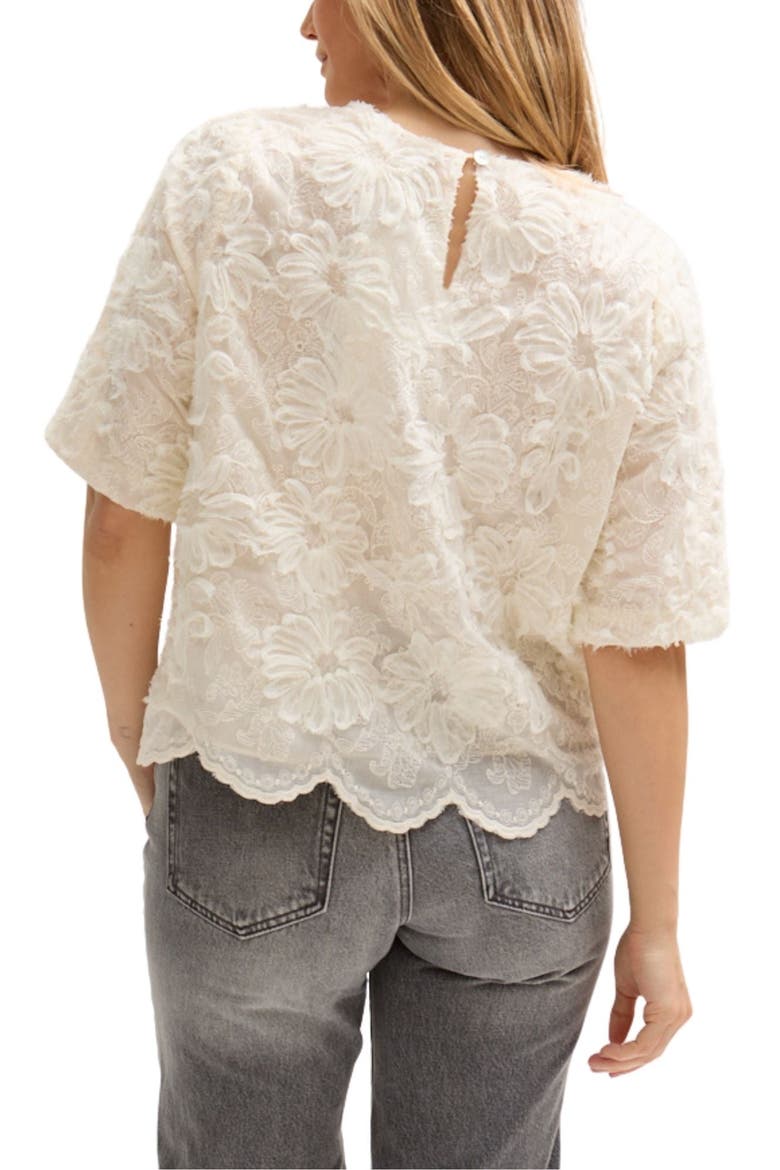 Lotus Ribbon Work Scallop Hem Top, Alternate, color, Natural