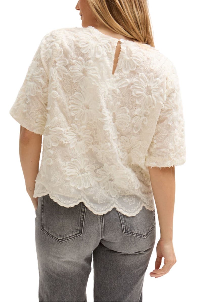 LILY AND LIONEL Lotus Ribbon Work Scallop Hem Top, Alternate, color, Natural