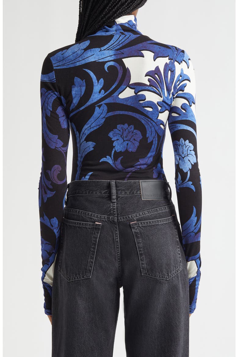 Delaina Print Turtleneck Crop Top, Alternate, color, REGAL RETREAT